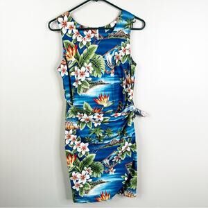 Vintage Kilani Hawaiian Tie Wrap Dress Womens Small Sleeveless Floral Tropical